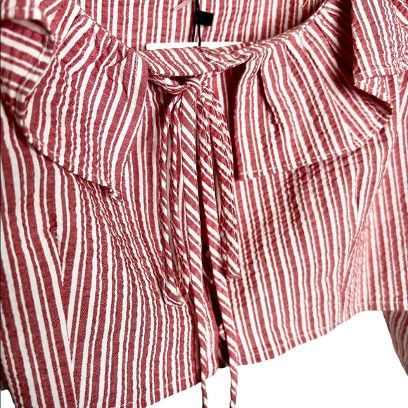 Zara Womens Striped With Ruffles Crop Top Red/White Large - Picture 7 of 7
